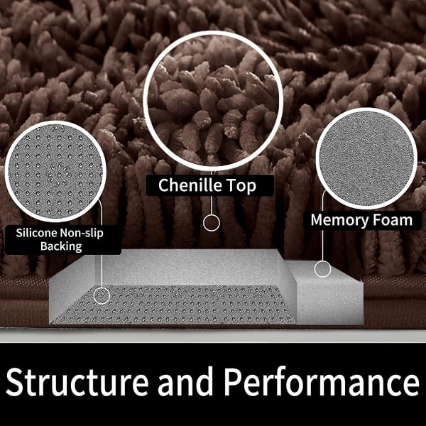 Premium badeteppe sklisikker, myk badematte, utrolig myk, komfortabel, ekstra tykk -ES Brown 40x70cm