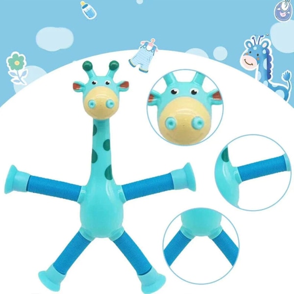 Teleskopisk sugekopp Giraffe leketøy Stretch Dekomprimere Lys opp pedagogiske leker 100 % nytt