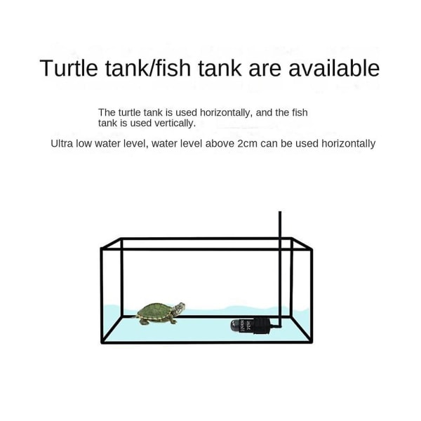 Liten Akvarievärmare med Justerbar Temperatur, Digital Display, USB-Laddning för Mini-Tank, Sköldpadda Black