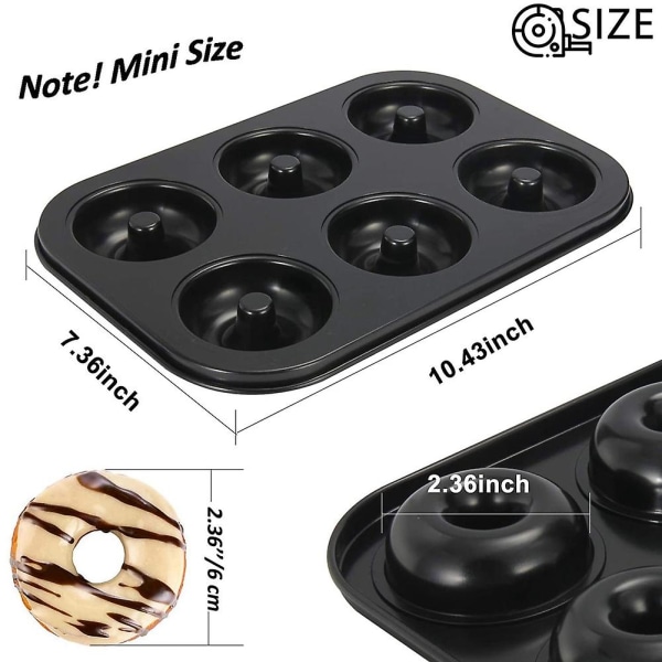 Donut, Non-stick 6-hulls Donut Bakepanner, Donuts Mold - Bagels Doughnuts Biscuit Cake Baking Tr Black