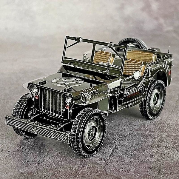 3D-metallipalapeli tee itse käsikirja Kuuluisat panssarivaunujen sotilassarjan tiikeritankit T-34 Js-2 M1a1 tankkimalli Kokoa palapeli Willys MB Jeep-Color