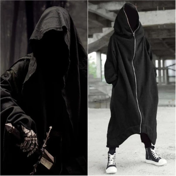 Unisex Pitkähihainen Huppari Nazgul Pitkä Takki Vetoketjullinen Fleeceulosteinen Pitkä Huppari -hg Gray L