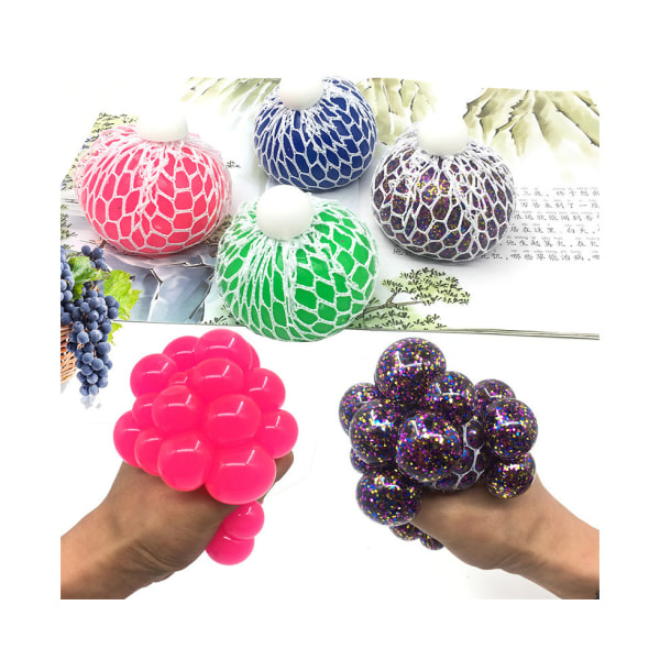 Mesh Squishy Grape Balls - Random Stress Relief Squeeze Toys