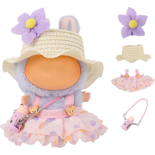 17 cm:n nukenvaatesetti (ei nukkea), 4-osainen premium-nuken asu asusteineen Pink-skirt