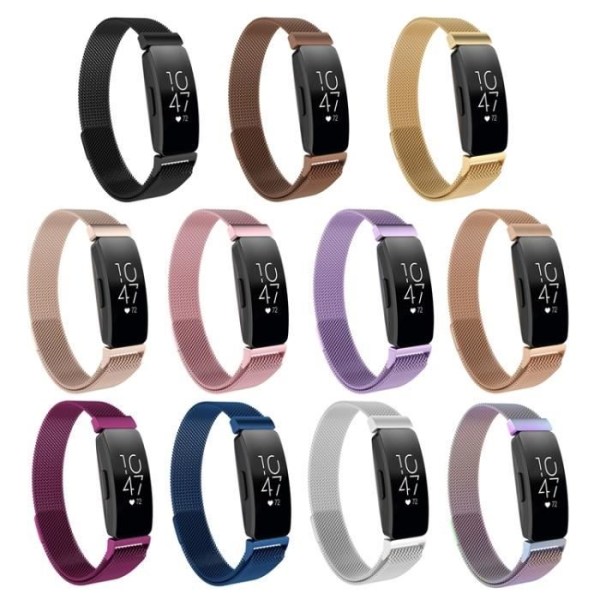 205 mm magnetisk Milanese rustfri stålrem for Fitbit Inspire/Inspire HR - Rosa