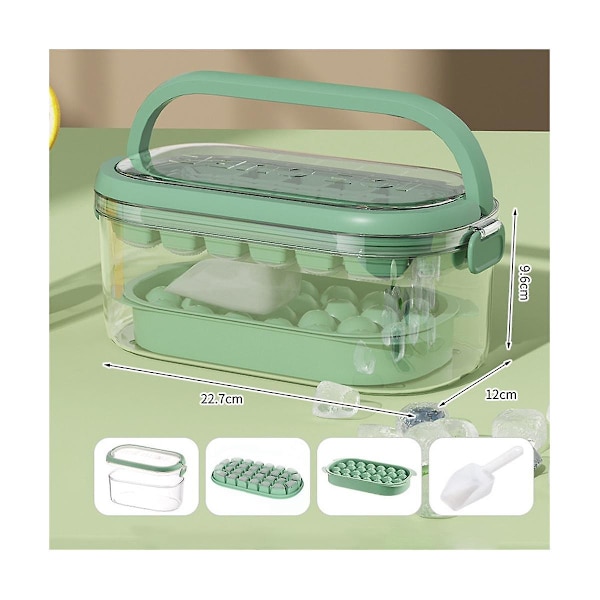 Ice Cube Mold Silikoninen jäätarjotin Jääpallo Muovinen Kannettava Jääpala Kannettava Jääpalakone Hanilla green