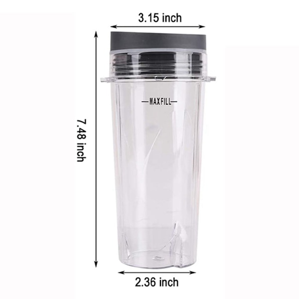 2 stk. 16 OZ Kopp med fire lokk, blender reservedeler til BL660 BL770 BL740/QB3000/BL810 Blender