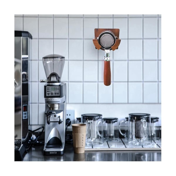 Kaffeportafilter 51mm-58mm Väggställ Trä Espressokaffefilterhållare Tampers Rack Kaffeverktyg