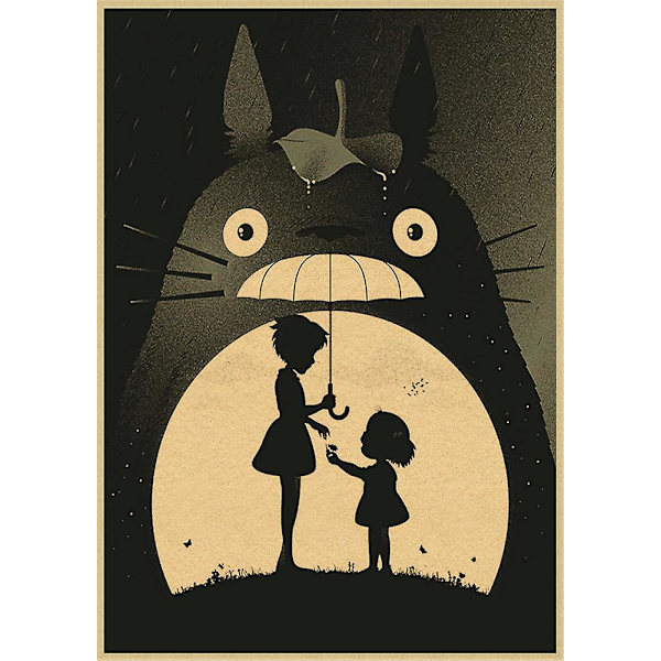 Vintage Retro Paper Anime Poster Tonari No Totoro Miyazaki Seinäkoriste Vintage Koti Sisustus Lastenhuoneen Koriste 27 30X21CM
