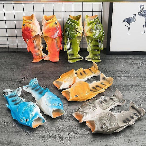 Unisex Simulerings 3D Fisk Tofflor Sommar Roliga Mode Flip Flops För Utomhus Red 42 to 43