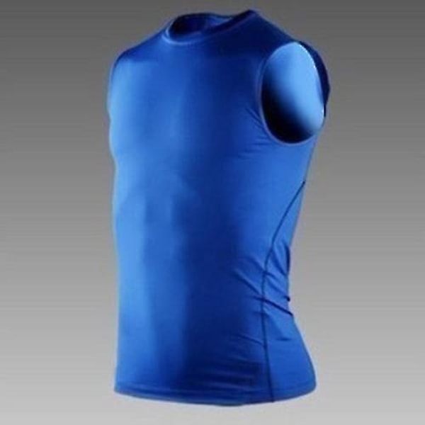 Herrar Toppar Baslager Väst Ärmlös T-shirt Gym Sport Tank Tops Blue S