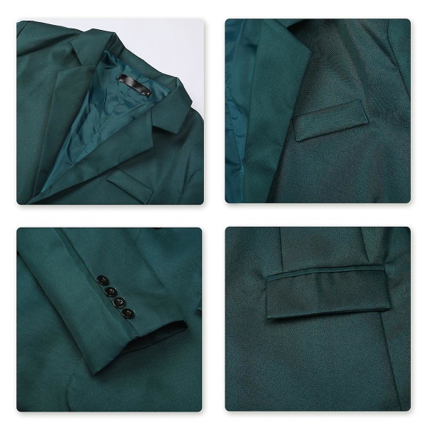 Yynuda Herre Business Casual Klassisk Hakk Lapel Dobbel Splitt Pure Color Enknapps dressjakke 11 farger Dark Green XL
