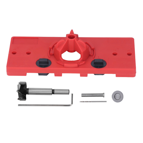 Hålborr Jig ABS Dold Hinge Borrning Guide Locator Positioner Verktyg för Bänkborr Röd