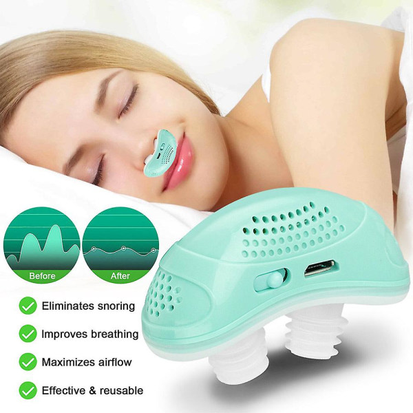 Elektrisk Mini Cpap Noise Anti Snorken Device Sleep Apnea Stop Snore Aid Stopper green