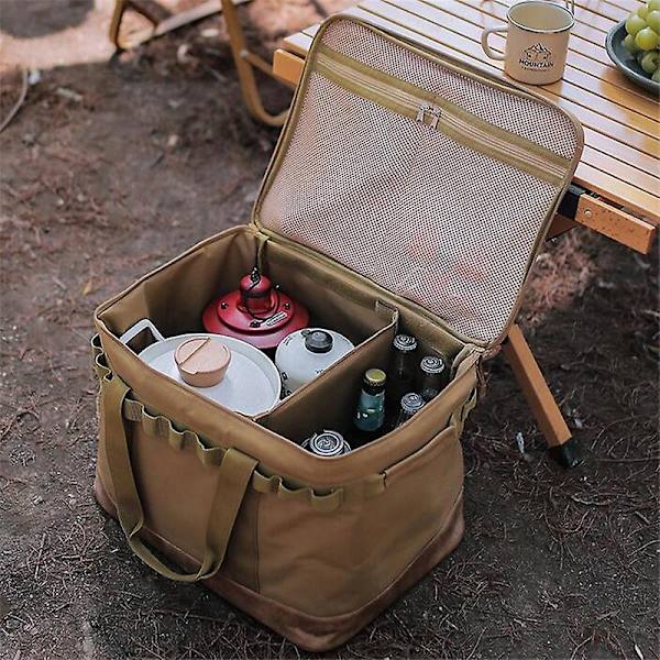 Nyeste udendørs campingopbevaringstaske Camping Vandremadstaske Stor opbevaringslampe Servicetaske Campingværktøj Picnic Camp rejsetaske Brown Camp Bag