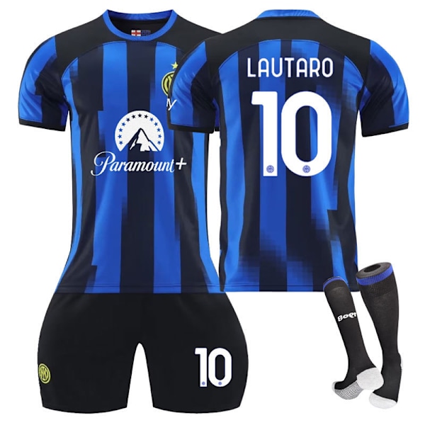 23-24 Inter Milan hemmafotbollströja + strumpor - Lautaro 16(90-100cm)