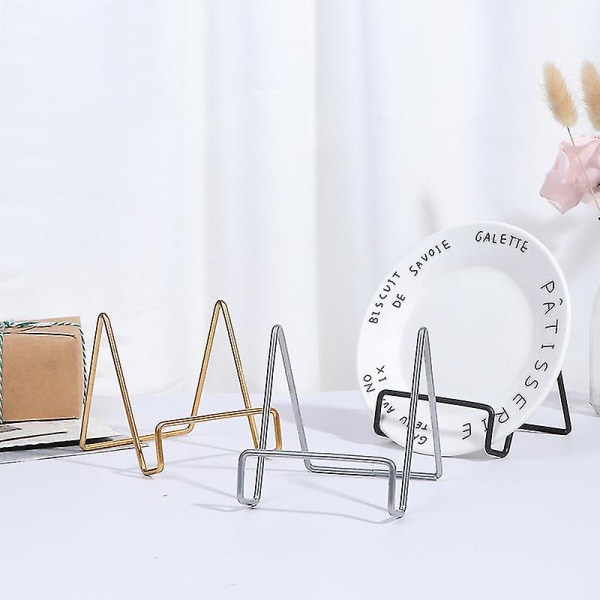 Jernkunst Display Stativ Tallerkenstativ Plade Skål Billedramme Bog Holder Hjem Dekoration Gold 1 S