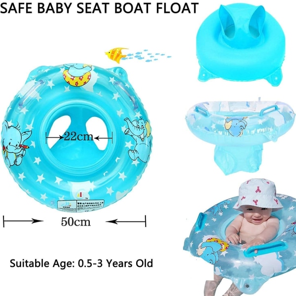 Baby , simhjälp Baby uppblåsbar flytring Simsits Baby för leksaker 6 månader till 36 månader Elephant - blue