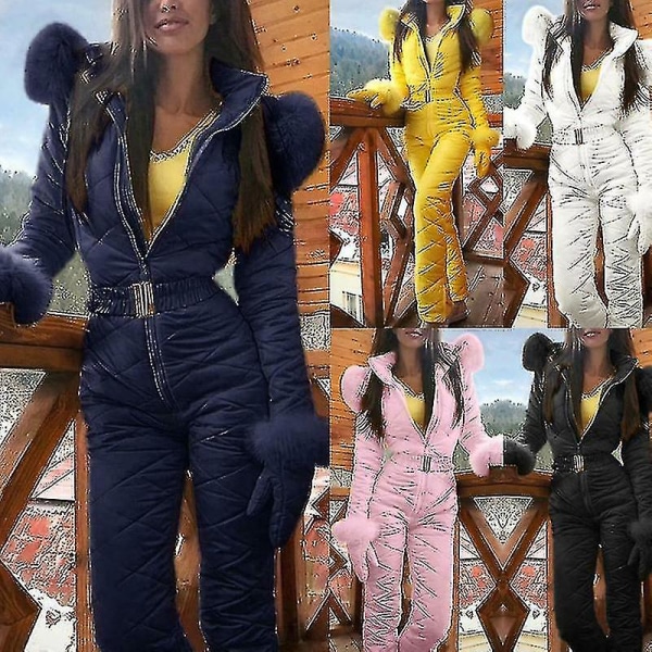 Dame Vinter Varm snødrakt Utendørs Sportsbukser Skidress Vanntett Jumpsuit Xinda Yellow M