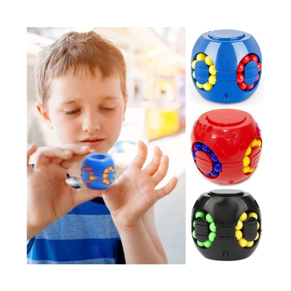 3-Pak Magic Cube Fidget Sanselegetøj med roterende farvede perler