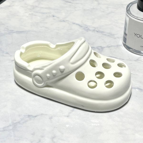 Sjove Crocs Askebæger Ornamenter-Crocs Keramiske Askebæger Sjove Anti-Fly Ask Ornamenter -Hvid White