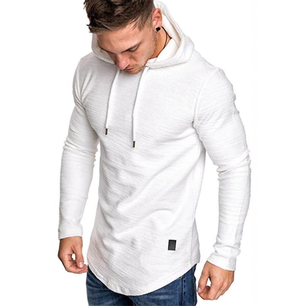 Mænds Topper Enkle Hættetrøjer Langærmet Sweatshirt Trøje White M