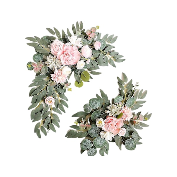 Kunstige bryllup bue blomster Swag Kit - 2 stk blomsterarrangement til ceremoni og reception bagtæppe dekoration Pink