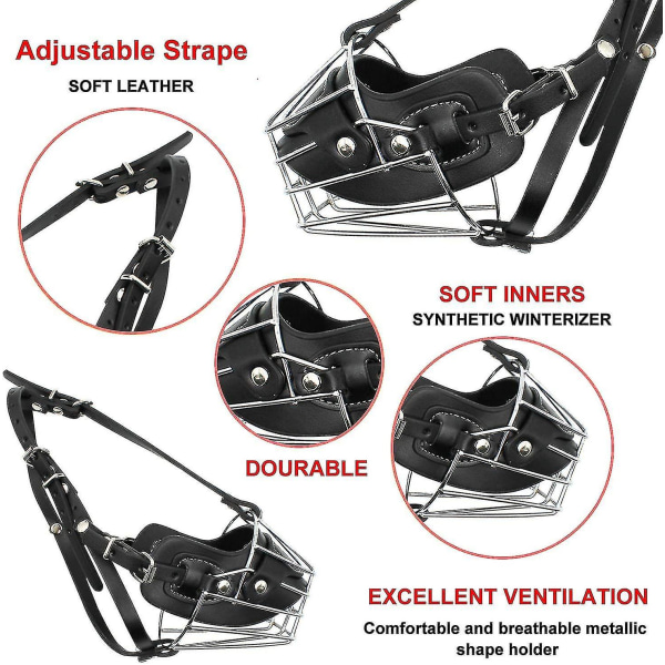 Super Metallmunstycke för Hundar, Lädermunstycke Kompatibelt med Stora Hundar M