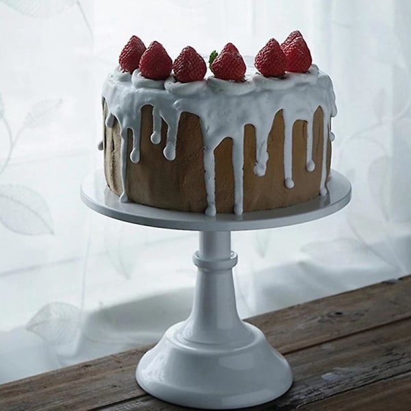 Metallirautainen kakkuteline Pyöreä jalusta Jälkiruokateline Cupcake Display Leipomoastiat Valkoinen hääjuhla De White