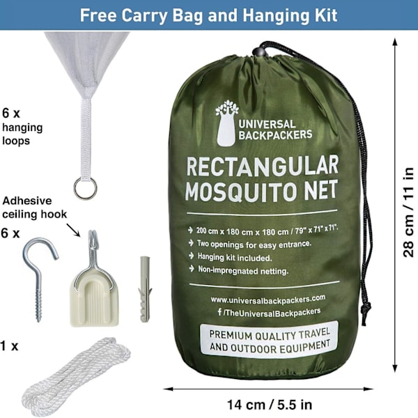 Tedderfield Extra Large Myggenet Premium Kvalitet For Single Til Cal King Size C