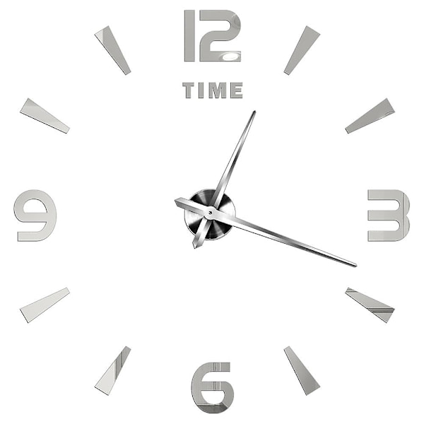 Romerska siffror Väggklockor 3d gör-det-själv spegel Väggklocka Akryldekal Modekvartsklockor Klocka Watch Reloj De Pared Silver C 27inch 2D (No EVA)