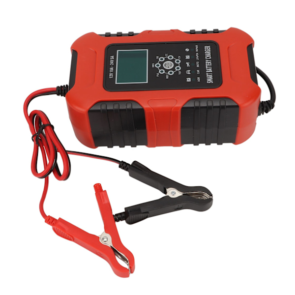 Smart Batterilader Automatisk Opladning Digitalt Display 7 Trin AC 100‑240V til Bil EU Stik