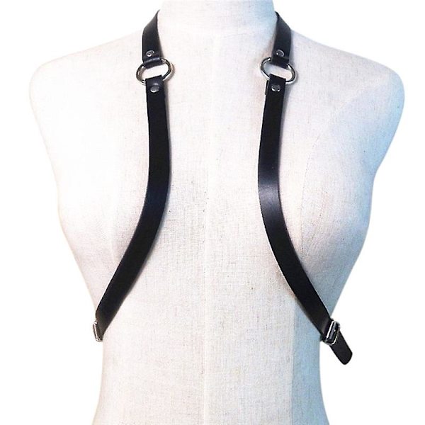 Sexig Kvinna Man Justerbar Läder Kropp Bröstsele Bälte Punk Fancy Kostym Black 1pc