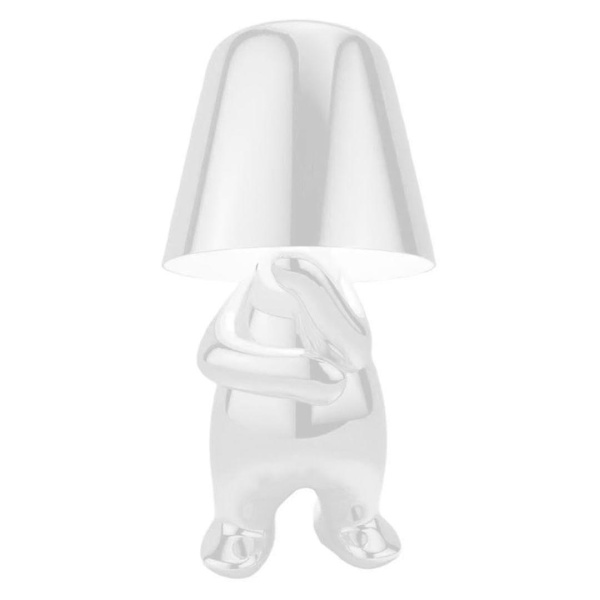 Sengelamper, Gul Thinker Lampe Bordlampe Ledningsfri Genopladelig Bærbar Dekorativ Natbordlampe Med Usb Opladning -ge silver B