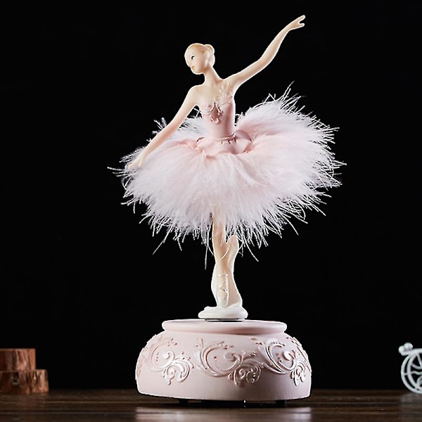 Ballerina Musiklåda Dansande Flicka Svanssjön Karusell Med Fjäder För Födelsedagspresent -ge White