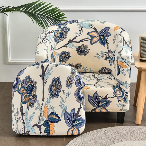 2stk/sett Stretch Club Chair Slipcover Trykt Tub Stol Slipcover Stretch Lenestoltrekk Sofatrekk Møbelbeskytter for stue Floral Pattern