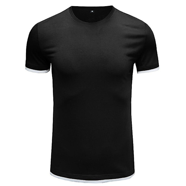 Herrar Enkel Kortärmad Rundhals T-shirt Sommar Toppar Black M