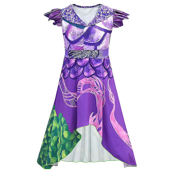 Børn Piger 3d Print Descendants 3 Audrey Mal Cosplay kjole Festkostume-lilla 5-6 Years