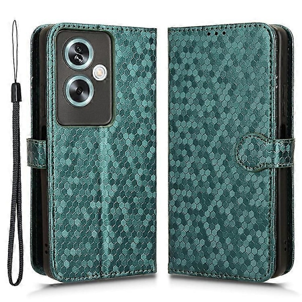 Kompatibel for Oppo A79 5G / A2 5G Magnetisk Telefondeksel Lær Imprintet Prikkemønster Cover Green