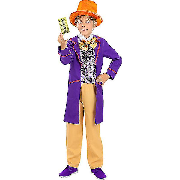 Barnpojkar Charlie And The Chocolate Factory Halloween Willy Wonka Oppa Cos Kostymdräkter S