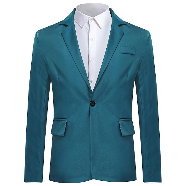 Yynuda Miesten Business Casual Klassinen Notched Lapel Kaksoissplitti Yksivärinen Yksipainikkeinen Puku Takki 11 Väriä Lake Blue S