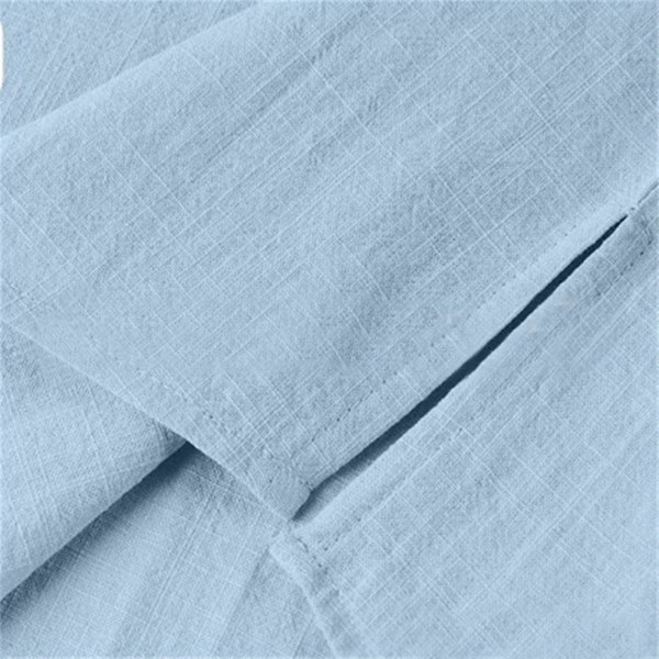 Herrar Toppar Enfärgad Kortärmad Knapp V-Hals Sommar Casual T-shirt Blue XL