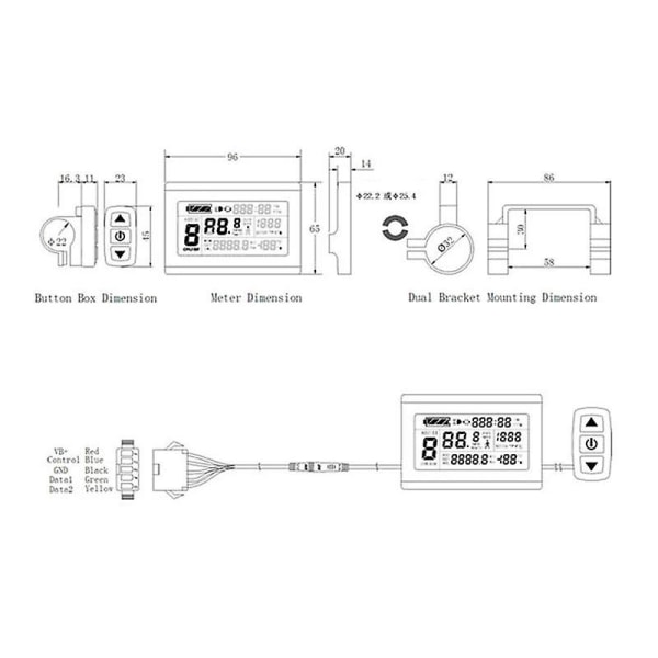 Elektriske deler 24v 36v 48v Intelligent Kt Lcd3 Elektrisk Sykkel E Sykkel Kontroller Lcd Panel(wa As shown