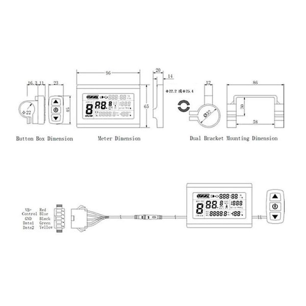 Sähköosat 24v 36v 48v Älykäs Kt Lcd3 Sähköpyörä E-Pyörä Ohjain Lcd-Paneeli(wa As shown