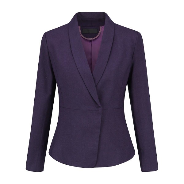 Yynuda naisten 2-osainen Office Lady Slim Fit työpuku (bleiseri + housut) Purple S