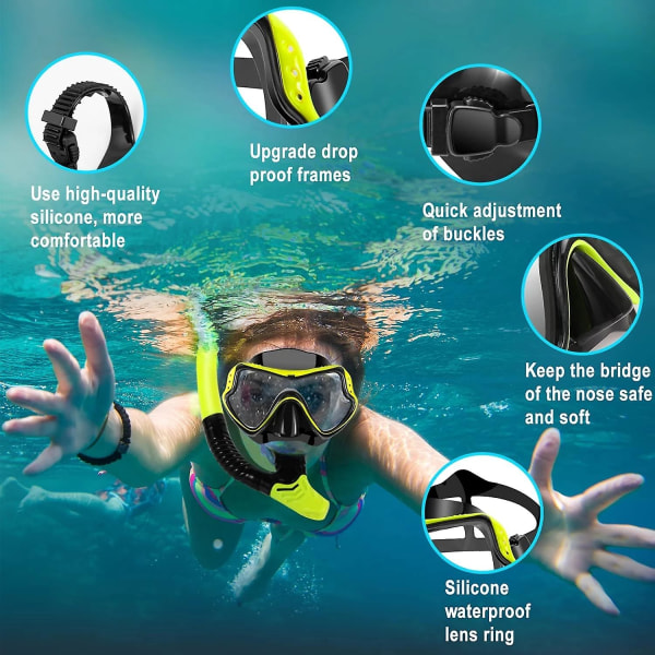 2023 Nytt Speil Linse Dykkemaske Profesjonell Dykking Masker Snorkling Sett Anti-dugg Briller Briller Svømming Fiskebasseng Utstyr Changzhao Black10