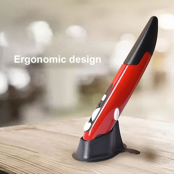 Trådløs optisk pen mus 2,4ghz usb bluetooth luftmus optisk præsentationspen til bærbar pc -ge Red