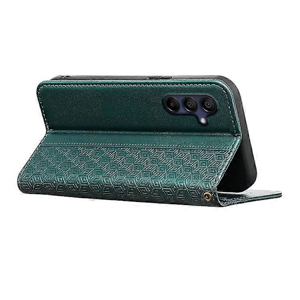 Kompatibelt Plånboksfodral för Samsung Galaxy A26 5G, Stark Magnetisk Rutmönstrad Prägling Läder Flipfodral Green