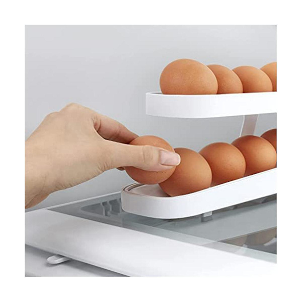 Äggdispenser, automatisk rullande äggbehållare, 2-vånings äggdispenser, Space Saver för frys, 4-pa White