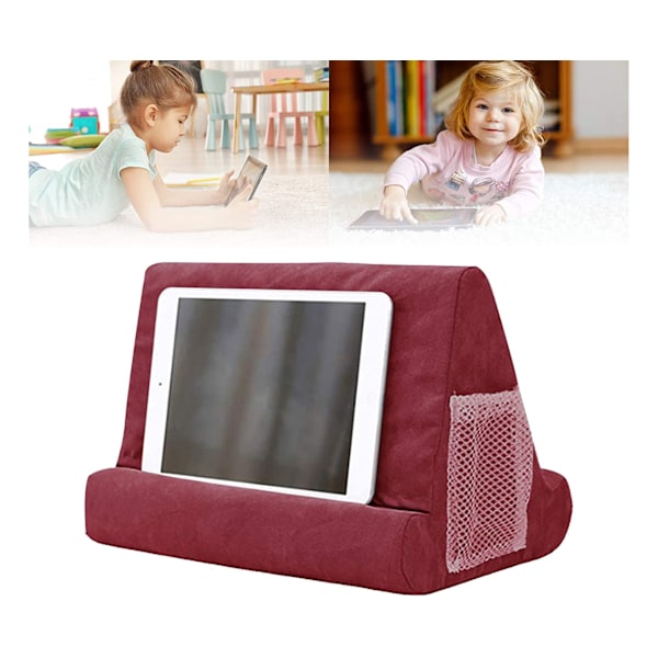 Myk pute for IPads, telefonpute Lap Stand Tablet Stand Puteholder, Brukes på seng, skrivebord, bil, sofa, fange, gulv, sofa, multi-vinkel myk pute - rød